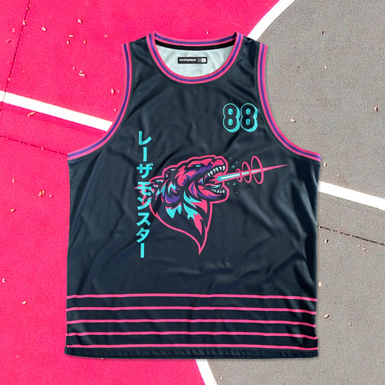 Navy and pink beast basketball jersey from Hyperco Sports